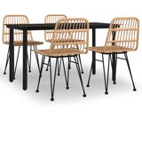  5-dijelni vrtni blagovaonski set od poliratana Smeđa Dužina stola 140 cm | Shoptok.si