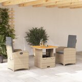 vidaXL 3-dijelni vrtni blagovaonski set od poliratana s jastucima bež | shoptok.hr