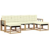vidaXL Zunanja garnitura za sedenje z blazino 6 pcs Bela in krem, (5000281393) | Shoptok.si