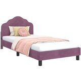  Otroški posteljni okvir z vznožjem Vijolična 90 x 190 cm Žamet, (5000104699) | Shoptok.si