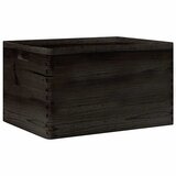  Drvena kutija s ručkama crna 40x30x23 cm puno drvo bor | shoptok.hr