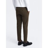 Ombre Men's classic cut chino pants with fine texture - dark olive | Shoptok.si