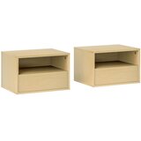Nesta Set 2 visečih nočnih omaric, naravni les, s predalom in odprto polico, stenska omarica za spalnico in dnevno sobo, 45×35×27,5 cm, (5000493244) Cene