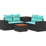  Set sofe 6 kom. Crna i Plava Poli Rattan i čelik | shoptok.hr
