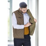 Dewberry 15240 Quilted Mens Vest with Fleece Inside-Khaki | shoptok.hr