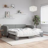 vidaXL Izvlečna dnevna postelja z vzmetnicami siva 100x200 cm blago | Shoptok.si