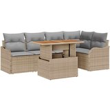vidaXL Vrtna sedežna garnitura s shranjevanjem 6 pcs Bež Poly ratan, (5000144416) | Shoptok.si