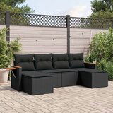  6-dijelni set vrtnih sofa s jastucima crni od poliratana | shoptok.hr