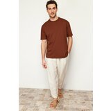 Trendyol Men's Brown Relaxed Basic 100% Cotton T-Shirt Cene