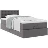 vidaXL Otomanski posteljni okvir z vzmetnico siv 90x190 cm um. usnje | Shoptok.si