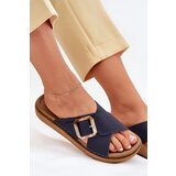 Inblu Women's Leather Slippers With Buckle Dark Blue | shoptok.hr