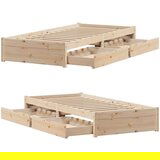 vidaXL Okvir kreveta bez madraca 75 x 190 cm od masivne borovine | shoptok.hr