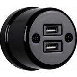 Elhard - Keramička retro utičnica 2xUSB-A crna Cene