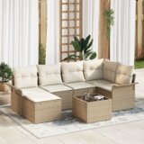 vidaXL 7 delni vrtni kavč set z blazinami rjavi poly rattan | Shoptok.si
