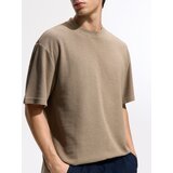 Reserved Relaxed fit majica kratkih rukava od strukturirane tkanine - boja kave | shoptok.hr