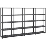 vidaXL Regal s policami 5-nadstropni črn 284x38x170 cm plastika Cene