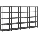 Regal s policami 5-nadstropni črn 284x38x170 cm plastika