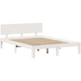 vidaXL Knjižna postelja brez vzmetnice bela 160x200 cm trdna borovina | Shoptok.si