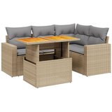  The Living Store Vrtna sedežna garnitura 5-delna z blazinami bež poli ratan - Vrtna Sedežna Garniture, (21461201) | Shoptok.si