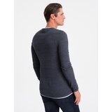 Ombre Men's cotton sweater with round neckline - navy blue melange | Shoptok.si