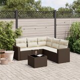  6-dijelni set vrtnih sofa od poliratana s jastucima smeđi | shoptok.hr