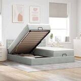 vidaXL Otomanski posteljni okvir z vzmetnicami siv 200x200cm žamet | Shoptok.si