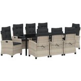 vidaXL set vrtnarjenja s 9 kosi z blazinami Svetlo siva poli ratan, (22087550) | Shoptok.si
