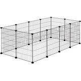 springos Prostor za gibanje, telovadna kletka za živali 143x71x46 cm, prenosna ograja, domača hišica za psa in zajca, črna., (5000218148) | Shoptok.si