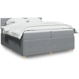 vidaXL Box spring postelja z vzmetnico svetlo siva 200x200 cm blago | Shoptok.si