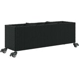 vidaXL Vrtno korito s kolesi in 3 lonci črna 107x32x38 cm poli ratan | Shoptok.si