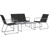 Maison Chic Seti vrtnega pohištva - Vrtna garnitura - Vrtni pohištvo set 4-delna blago in jeklo črna, (21810029) | Shoptok.si