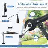 Vrt Suncobran od 300 cm s LED rasvjetom, 9 načina rada, konzolni suncobran s vrećama pijeska i ručicom, podesivi kut nagiba, sivi | shoptok.hr