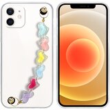 Cadorabo Ohišje, združljiv z Appleom v prozornih s pisanimi srci - zaščitni pokrov iz fleksibilnega silikona TPU z zapestno verigo, (20603581) | Shoptok.si