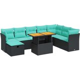  Vrtna garnitura - 9-dijelni set vrtnih sofa poliratan i bagrem s jastucima sivi - Crna sa spremištem 1 | shoptok.hr