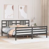  Okvir za krevet s uzglavljem sivi 200 x 200 cm od masivnog drva | shoptok.hr