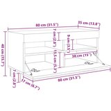 TV ormarić s LED svjetlima bijeli 260 x 35 x 40 cm | Eponuda.com