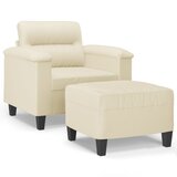  Fotelja s tabureom krem 60 cm od umjetne kože | shoptok.hr