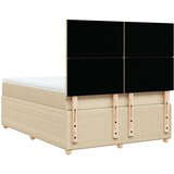  Krevet s oprugama i madracem krem 140 x 190 cm od tkanine | shoptok.hr