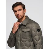 Ombre Men's quilted jacket in shirt cut - khaki | ePonuda.com