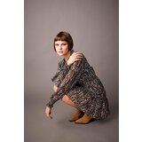 Defacto V-neck Patterned Chiffon Mini Long Sleeve Dress Cijene