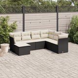 Maison Chic Seti vrtnega pohištva - Vrtna garnitura - Vrtni pohištvo set 7-delna z blazinami črn poli ratan, (21803029) | Shoptok.si
