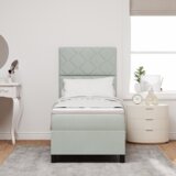 vidaXL Box Spring Postelja z Vzmetnico Svetlo Siva 80x200 cm Žamet | Shoptok.si