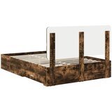  Krevetna konstrukcija s ladicama Dimljeni hrast 150 x 200 cm Smeđa 203 x 153 x 100 cm | shoptok.hr