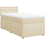 vidaXL Box spring postelja z vzmetnico krem 100x200 cm blago, (21291532) | Shoptok.si