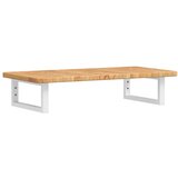  Zidna polica za umivaonik od čelika i masivne hrastovine Smeđa 80 x 40 x 2.5 cm | Shoptok.si