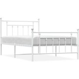 Maison Chic Kovinski Postelja za odrasle - Posteljni Okvir z vzglavjem in vznožjem bel 100x200 cm, (22080535) | Shoptok.si