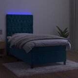  Krevet box spring s madracem LED tamnoplavi 90x200 cm baršun | shoptok.hr