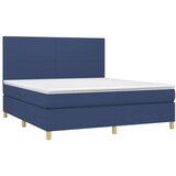  Krevet box spring s madracem LED plavi 160x200 cm od tkanine | shoptok.hr