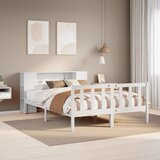 vidaXL Posteljni okvir brez vzmetnice bela 135x190 cm trdna borovina | Shoptok.si