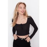 Trendyol Black Ribbed Crop Knitted Blouse | ePonuda.com
